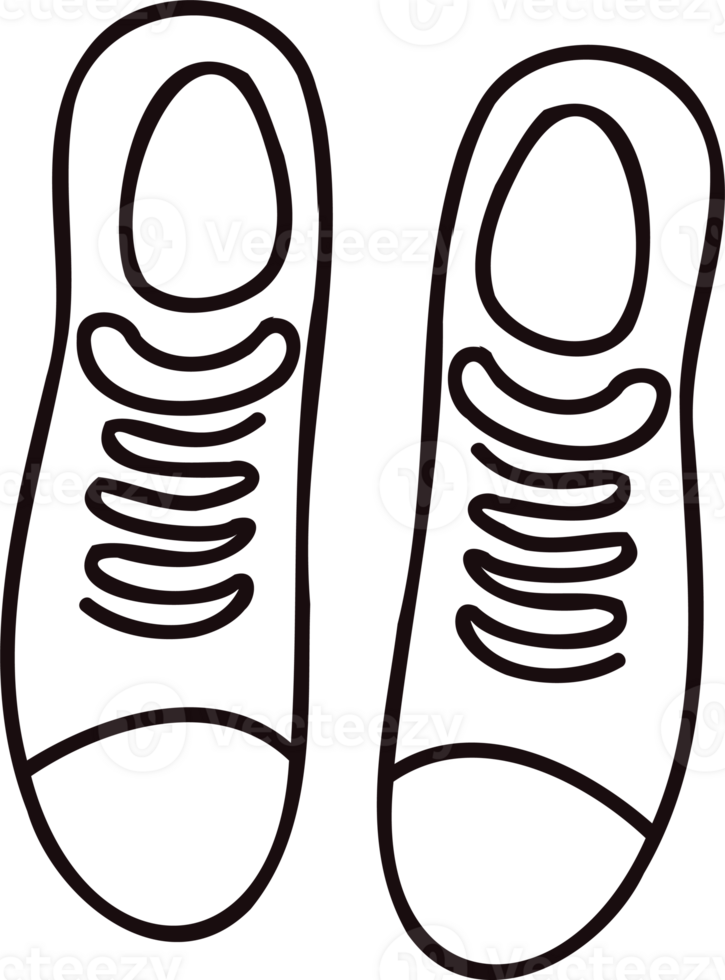 Hand Drawn cute sneakers in doodle style png