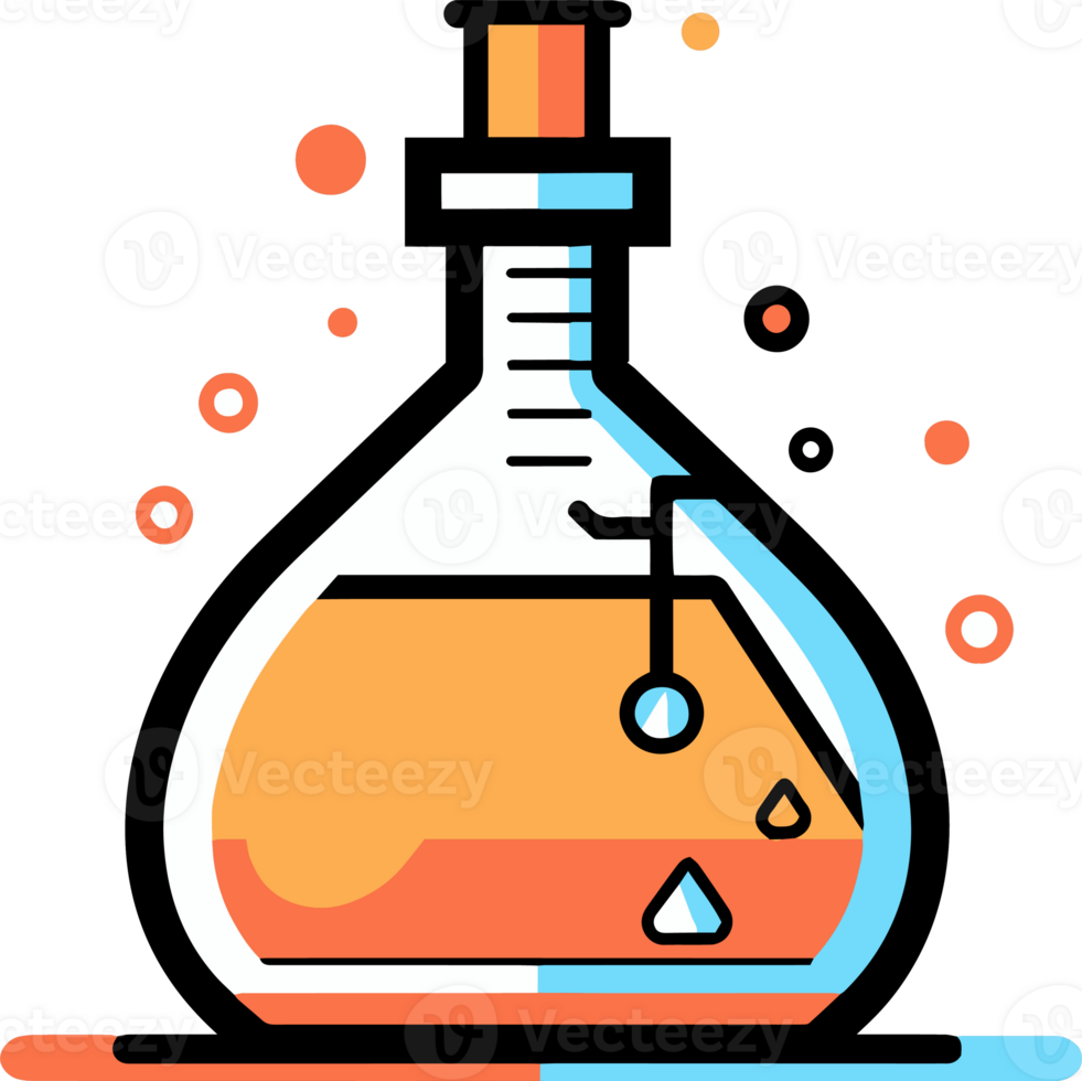 Hand Drawn science test tube in doodle style png