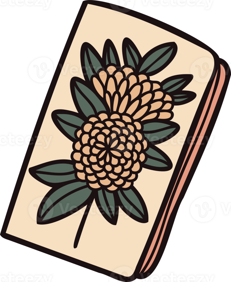 Hand Drawn cute notebook with leaves in doodle style png