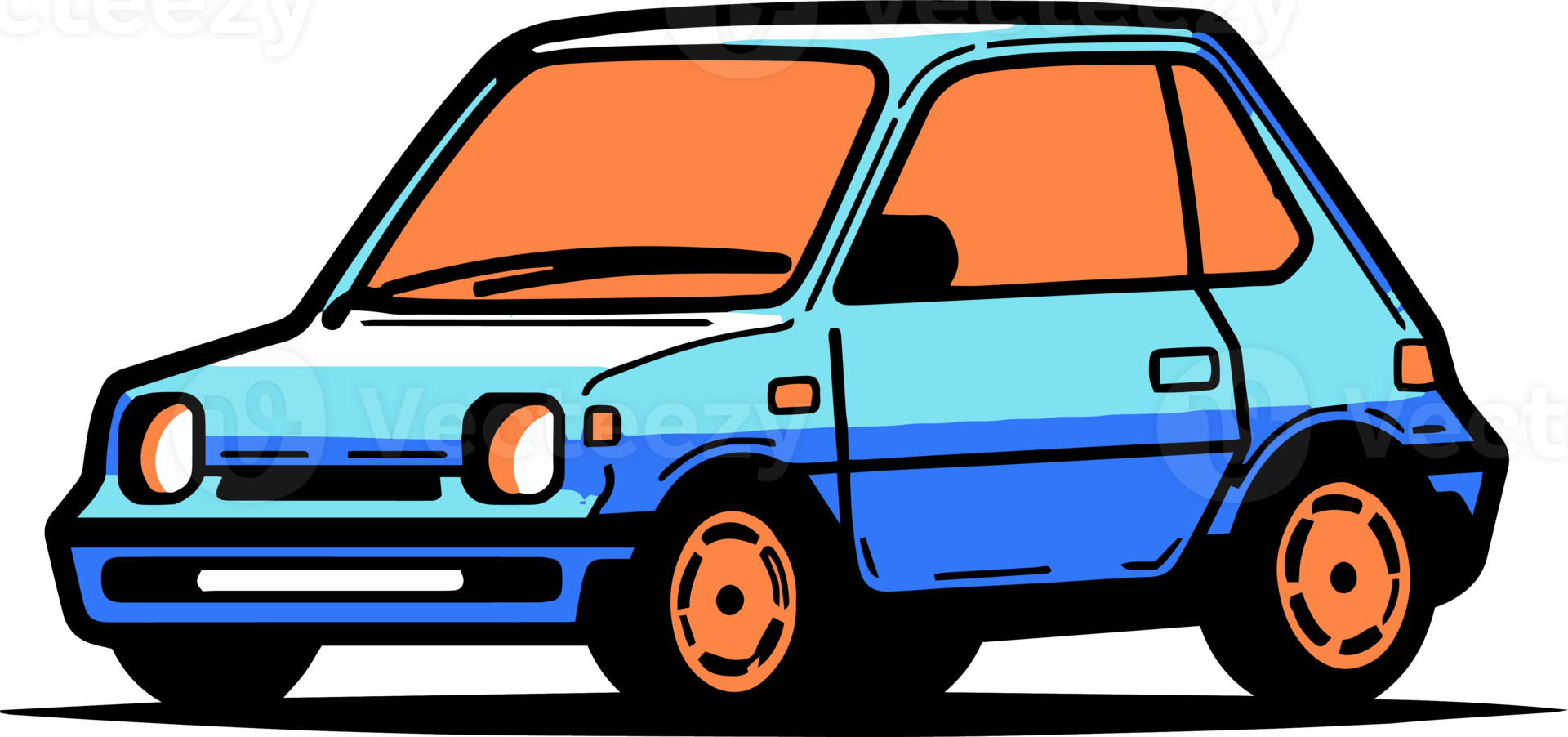 sedan car in flat line art style png