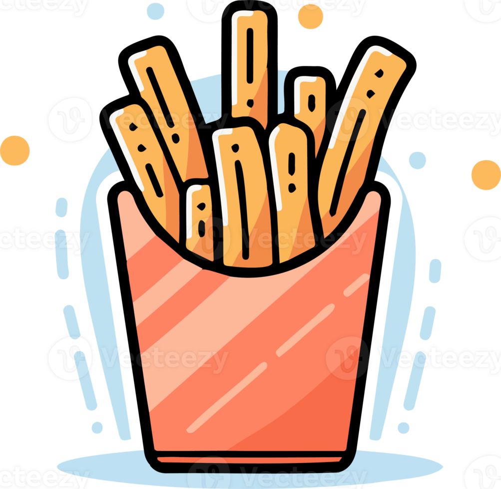 Hand Drawn french fries in doodle style png