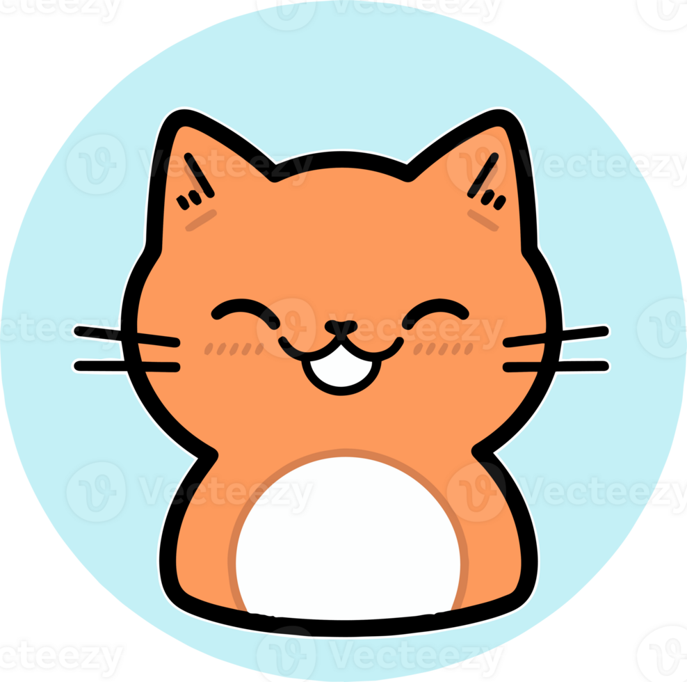 Hand Drawn cute cat in doodle style png