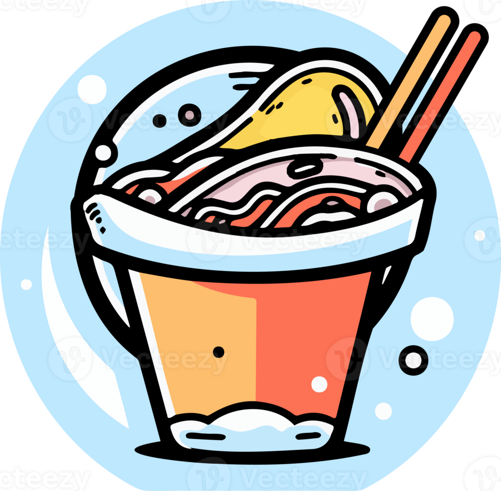 Hand Drawn instant noodles in doodle style png