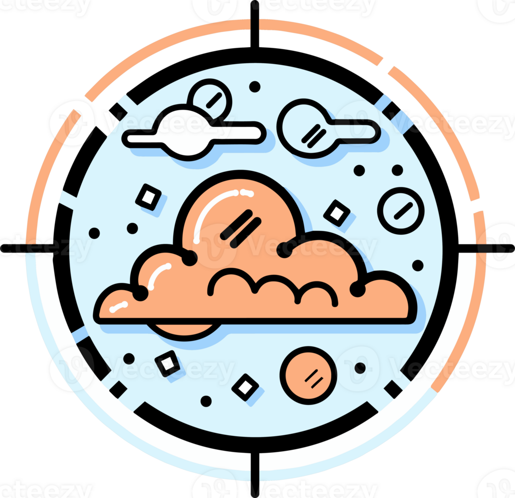 Hand Drawn sun and clouds in doodle style png