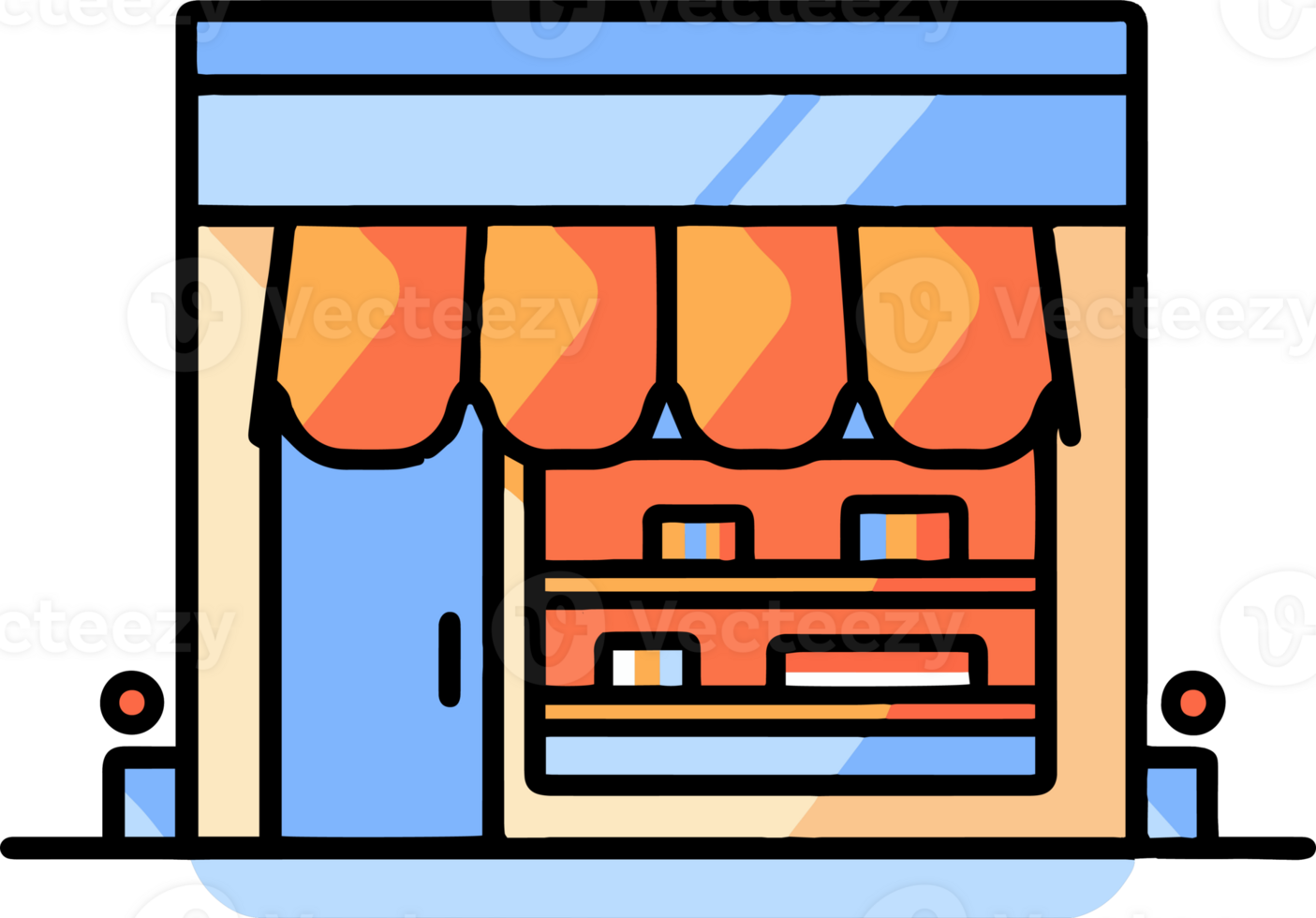 shop front in flat line art style png