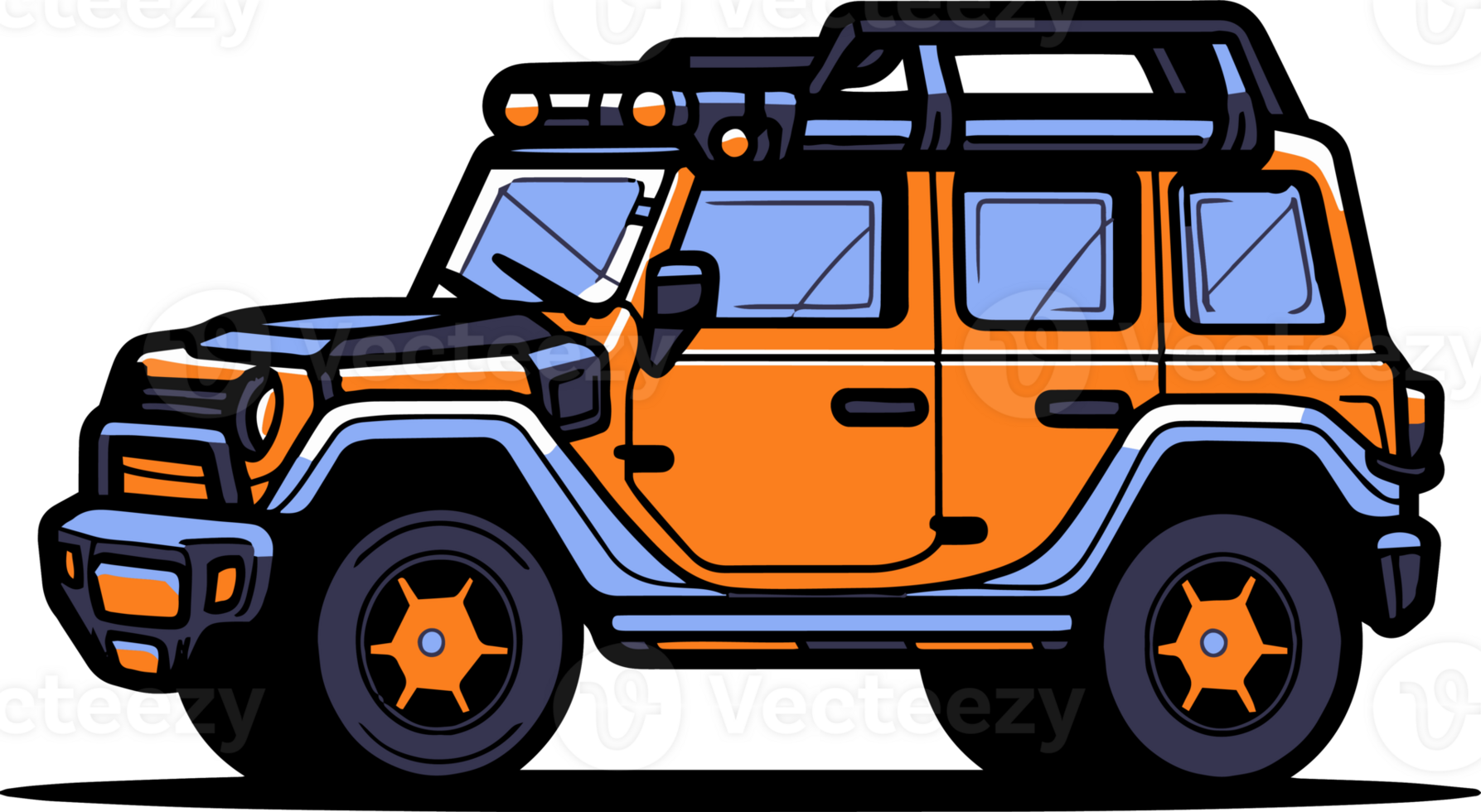 SUV car in flat line art style png