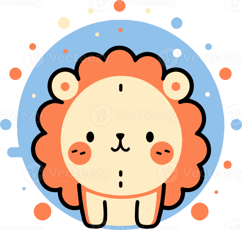 Hand Drawn cute lion in doodle style png