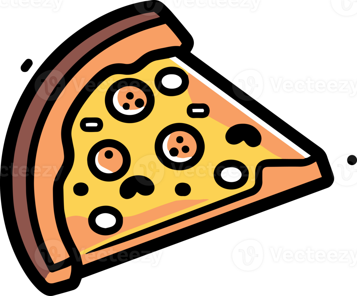 pizza in flat line art style png