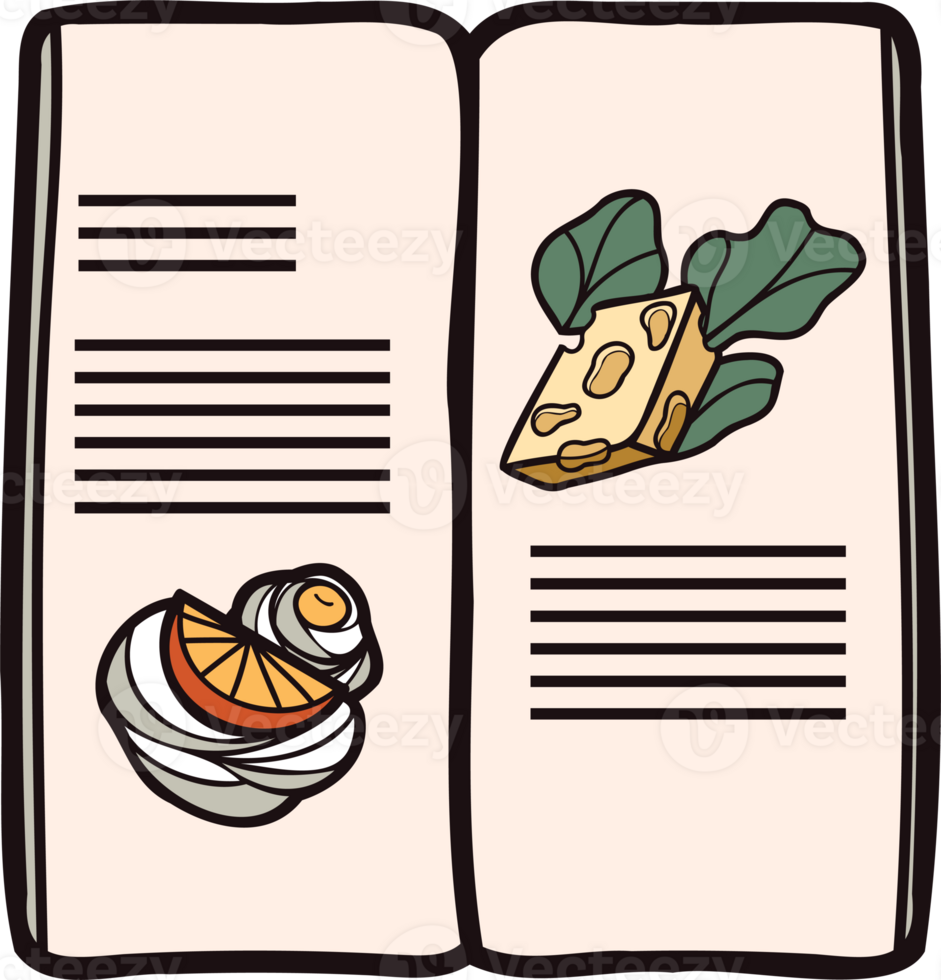 Hand Drawn cute notebook in doodle style png