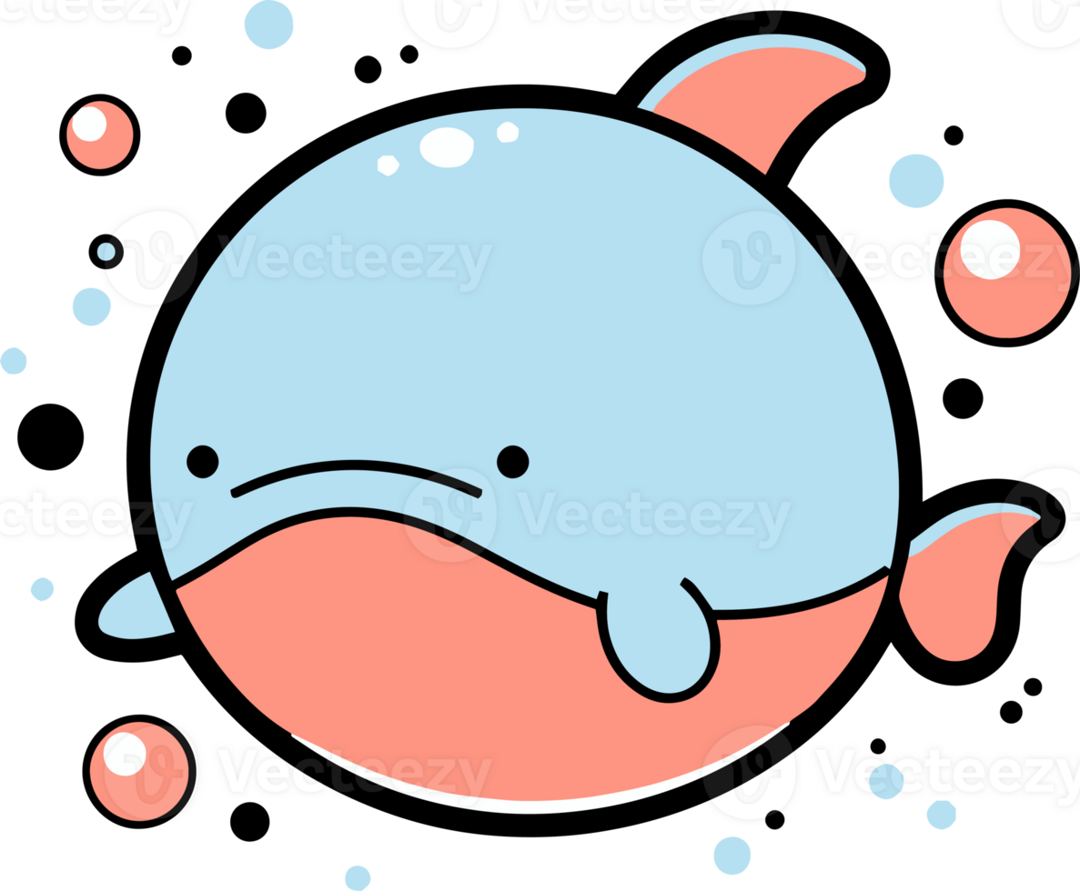 Hand Drawn cute dolphin in doodle style png