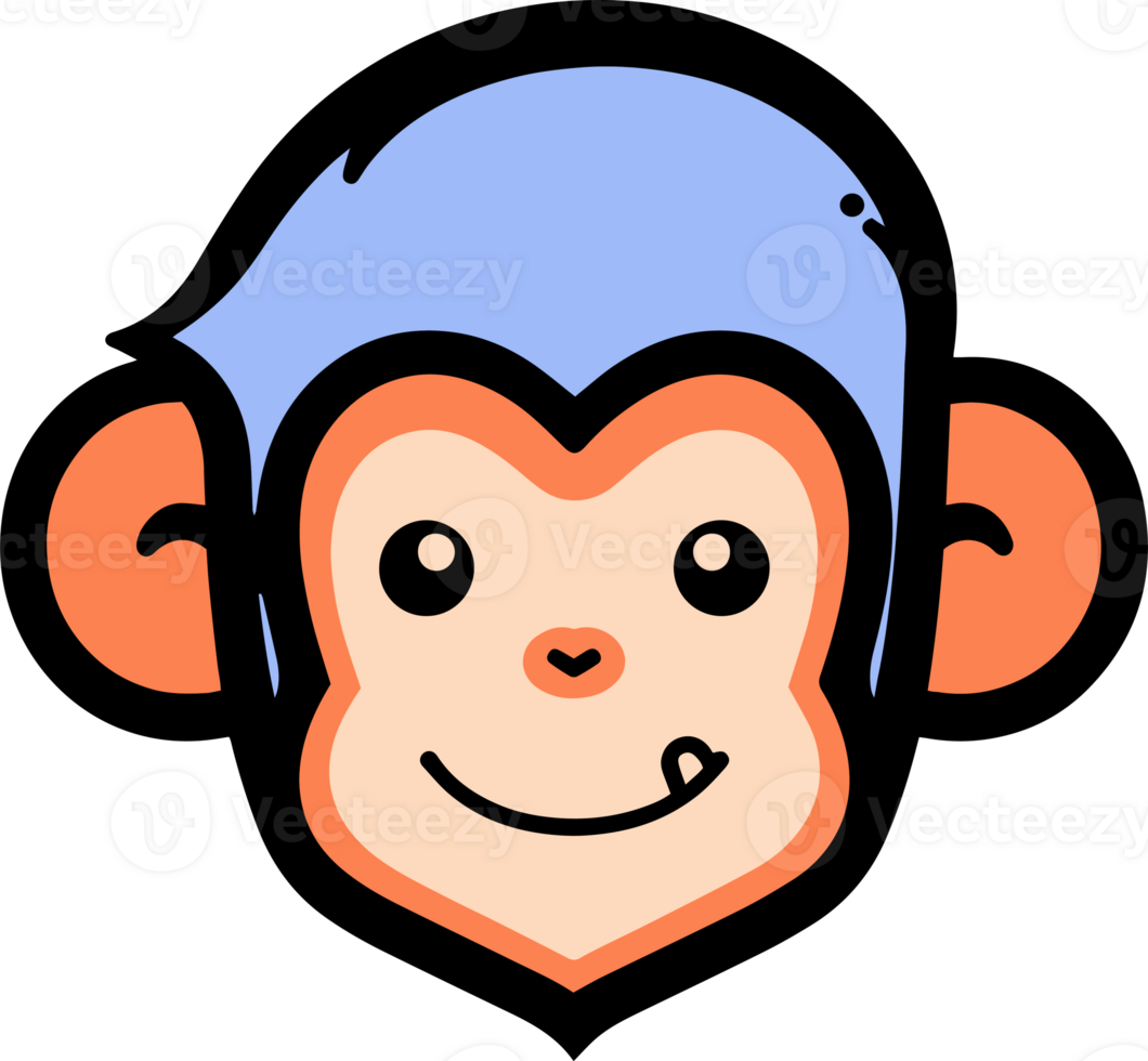Hand Drawn cute monkey in doodle style png