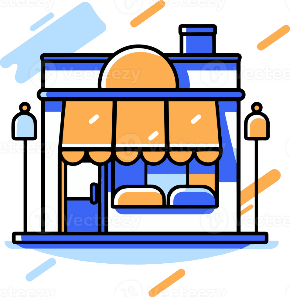 shop front in flat line art style png