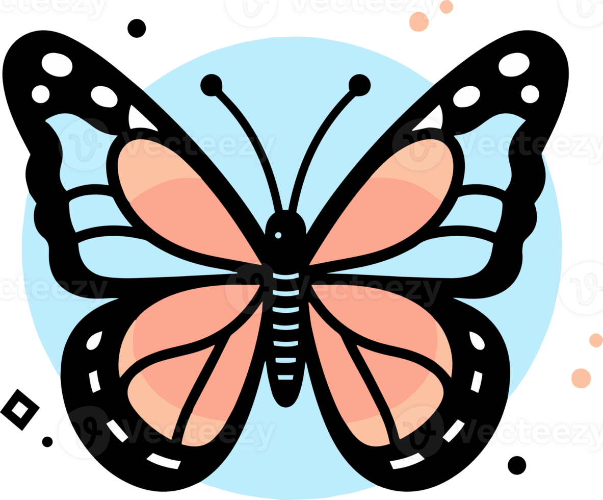 Hand Drawn butterfly in doodle style png