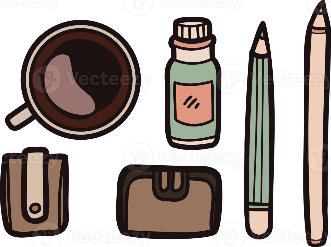 Hand Drawn stationery in flat lay style png