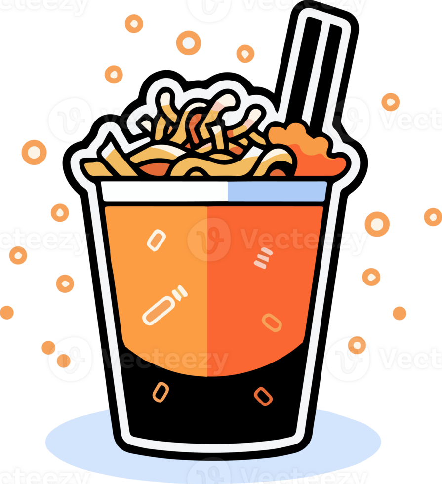 Hand Drawn instant noodles in doodle style png