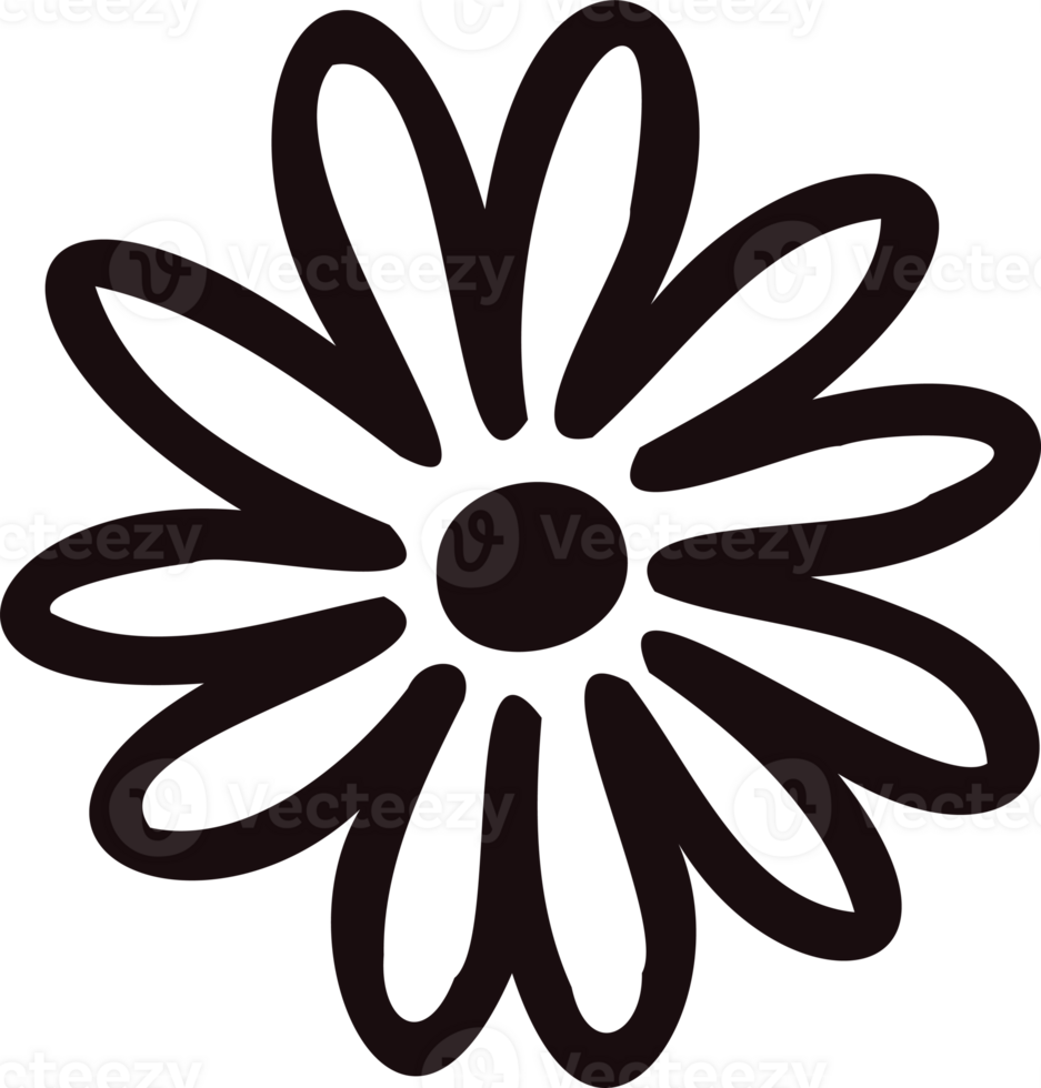 Hand Drawn cosmos flower in doodle style png