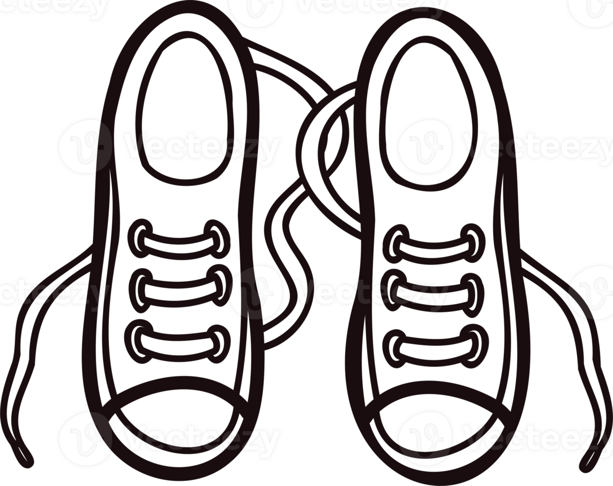 Hand Drawn cute sneakers in doodle style png