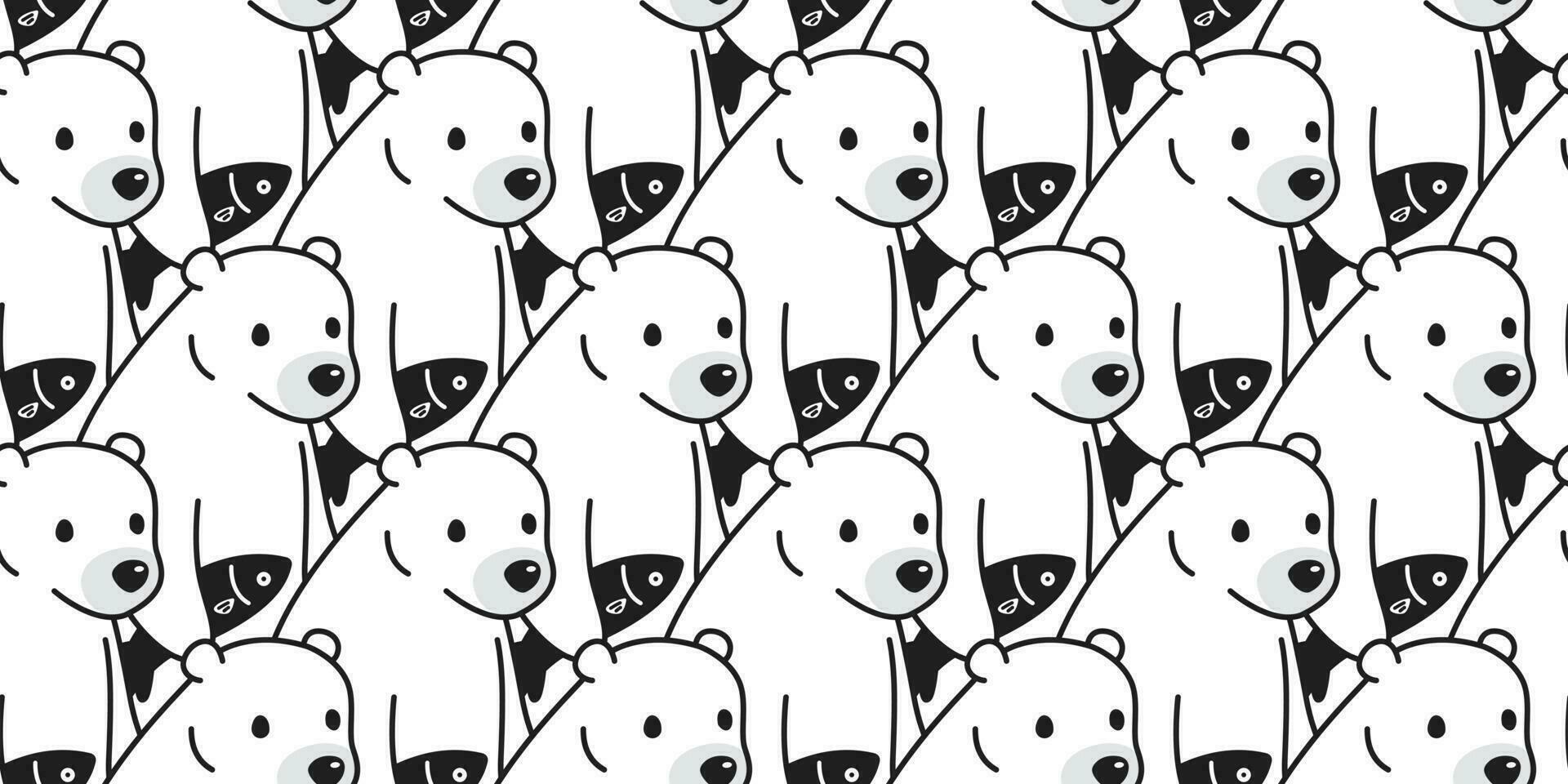 bear seamless pattern polar bear vector fish background