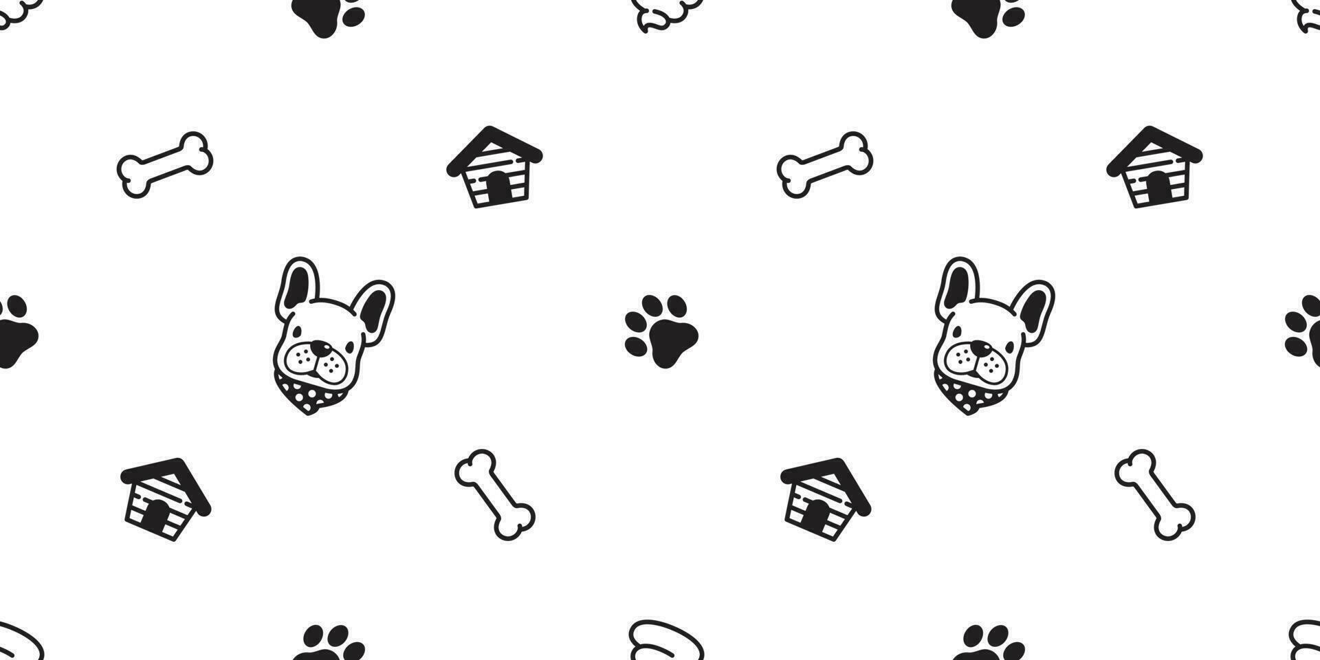 Dog seamless pattern vector french bulldog Paw bone footprint house poo cartoon tile background repeat wallpaper scarf isolated illustration gift wrap