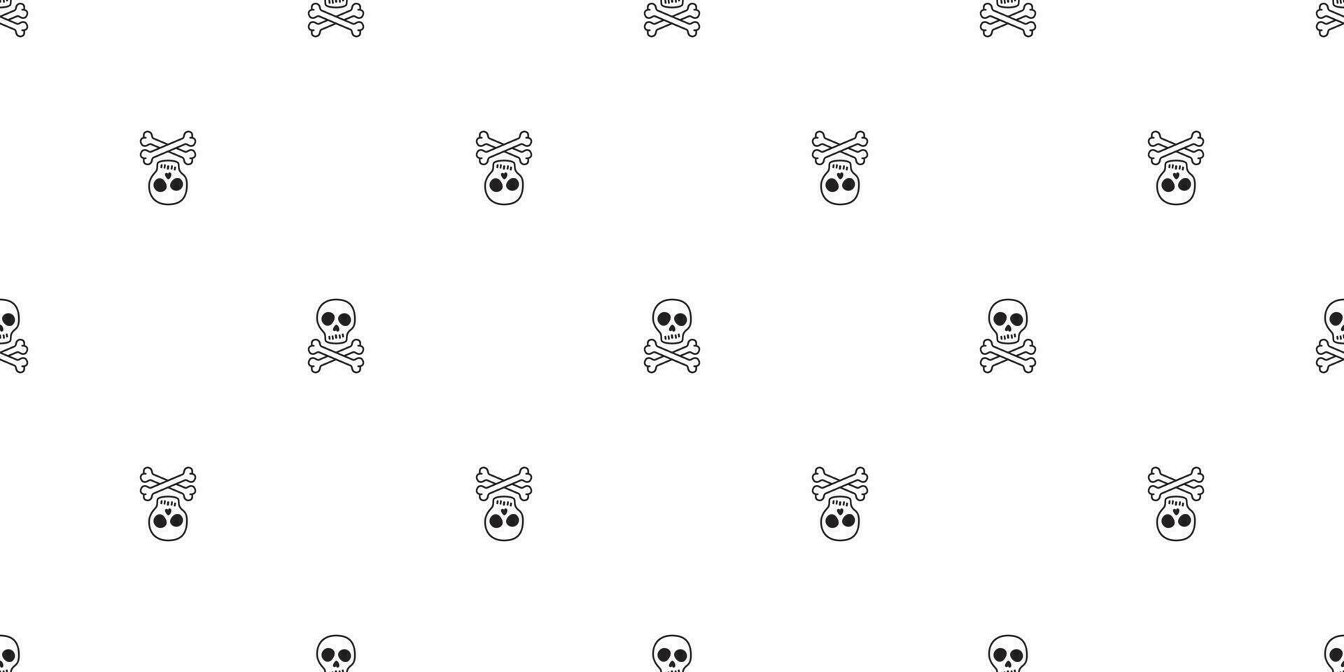 Crossbones seamless pattern vector pirate Halloween skull bone poison Ghost scarf isolated tile background repeat wallpaper