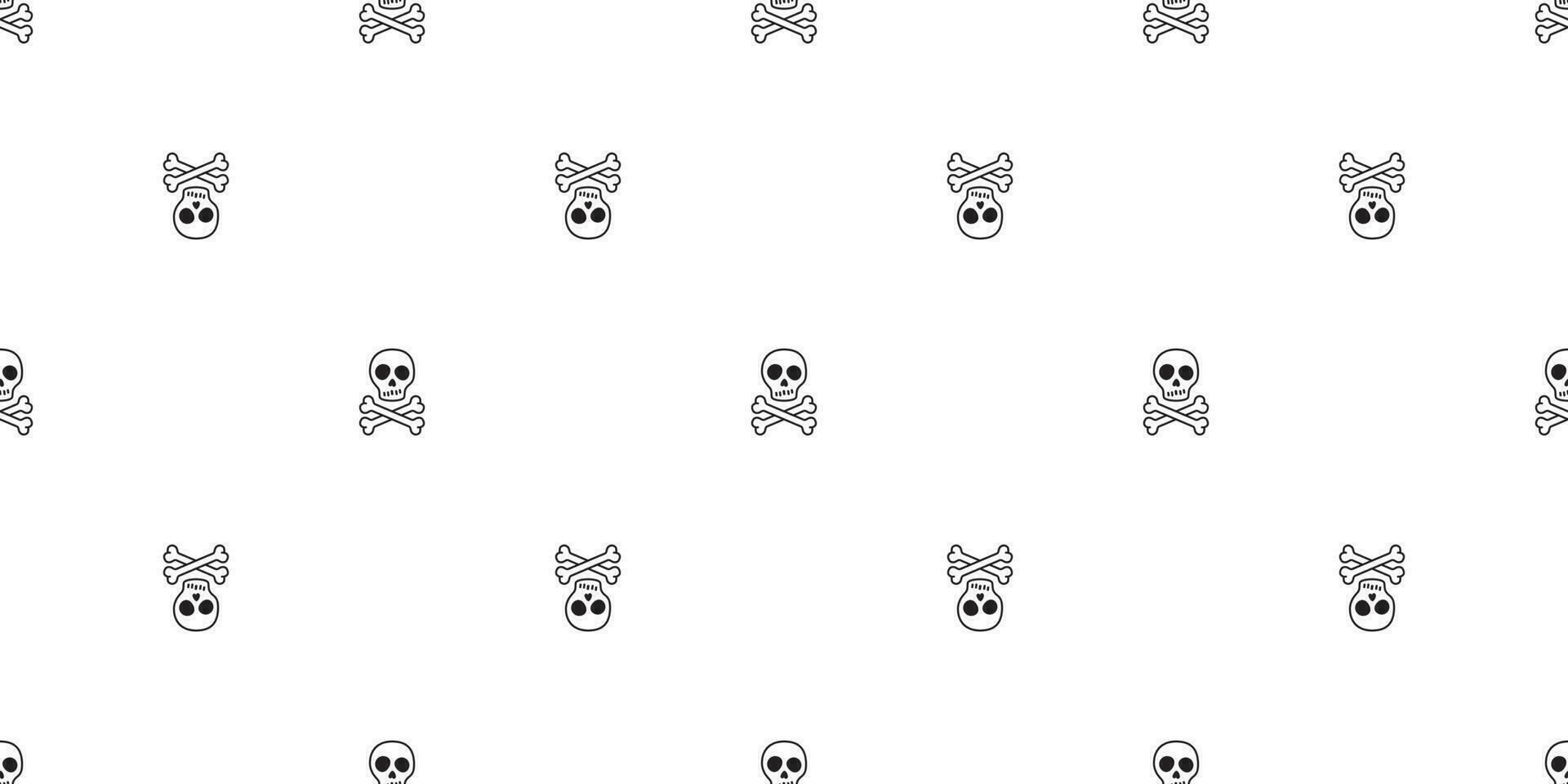 Crossbones seamless pattern vector pirate Halloween skull bone poison Ghost scarf isolated tile background repeat wallpaper