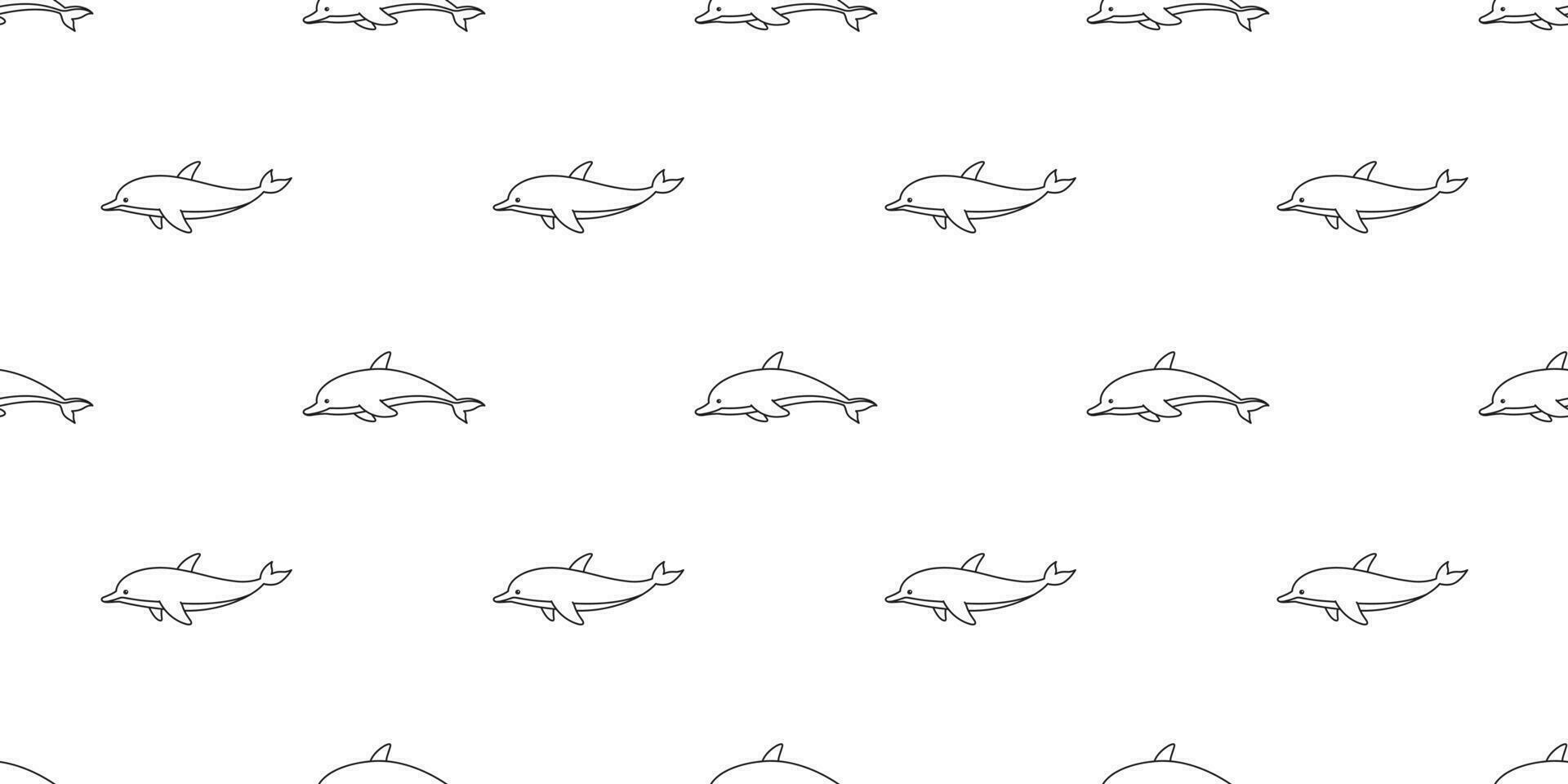 dolphin seamless pattern vector fish illustration whale shark fin scarf isolated tile background repeat wallpaper black white