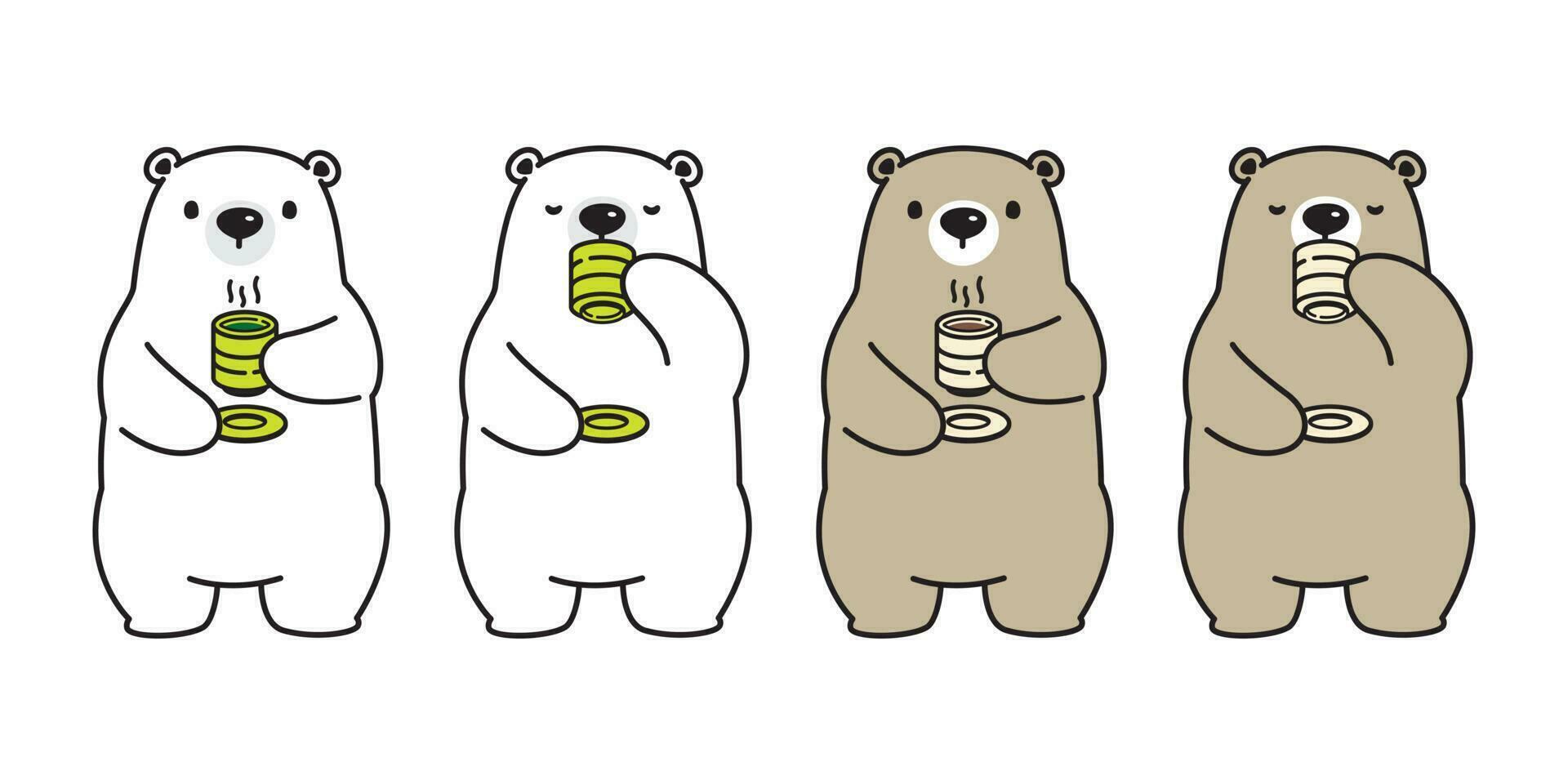 oso vector polar oso té café bebida dibujos animados personaje icono logo aislado ilustración