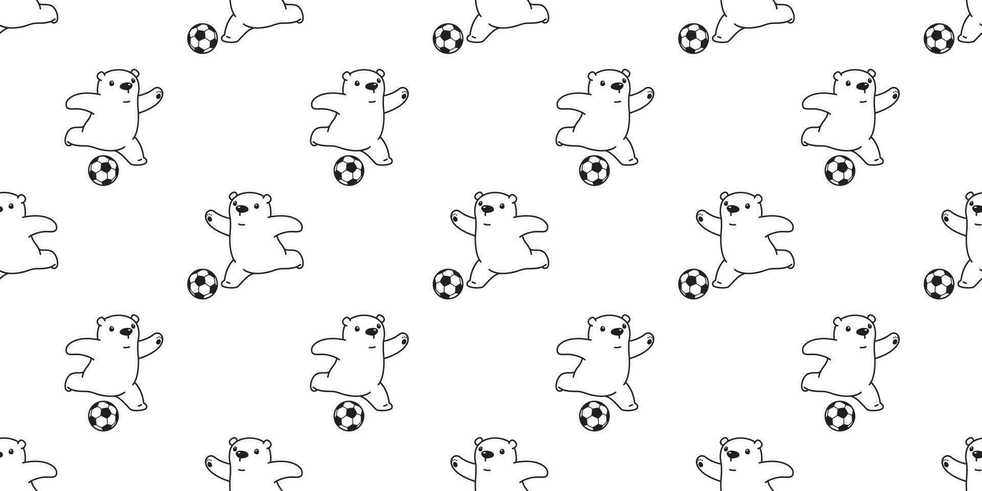 Bear seamless pattern vector polar Bear soccer football cartoon scarf isolated tile background repeat wallpaper illustration white