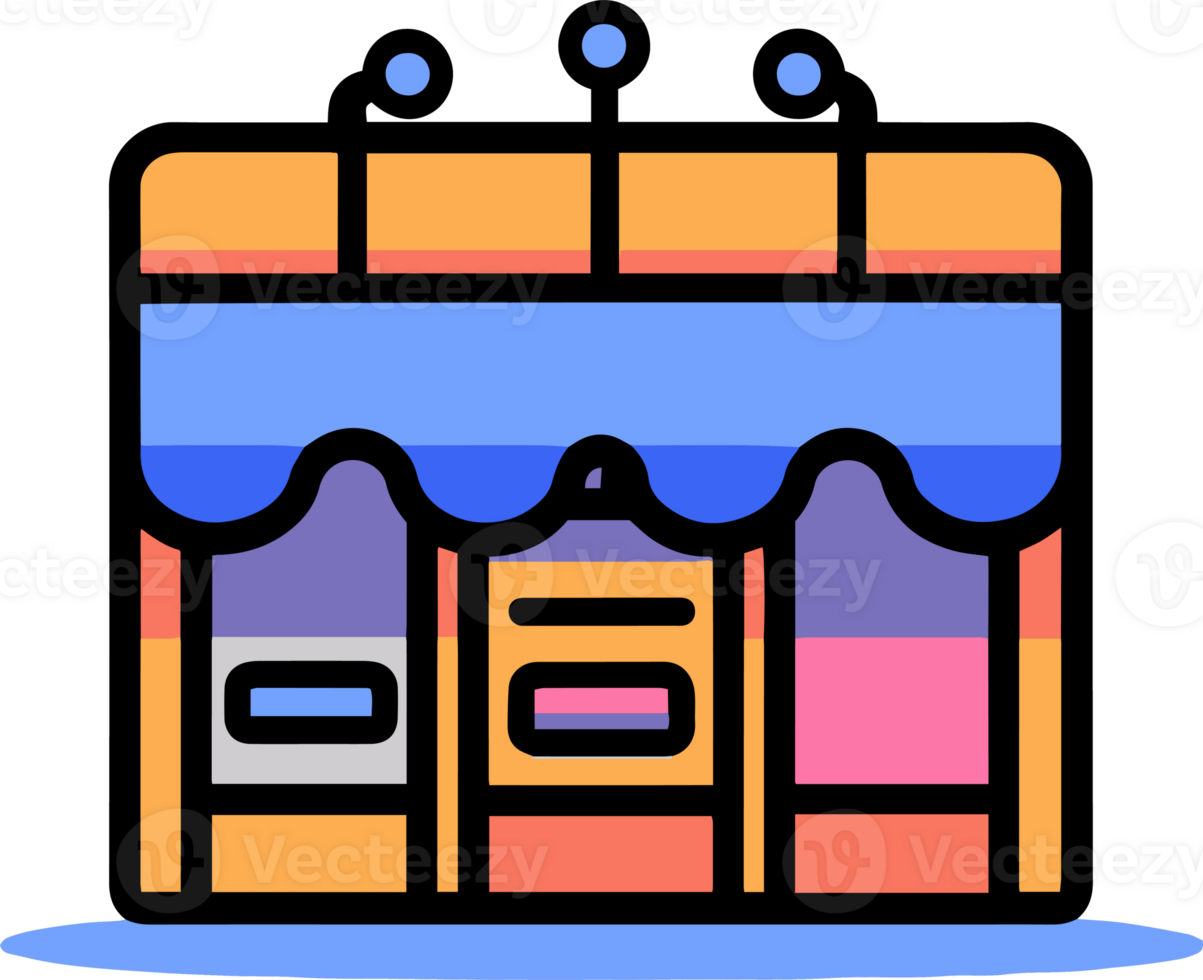 shop front in flat line art style png