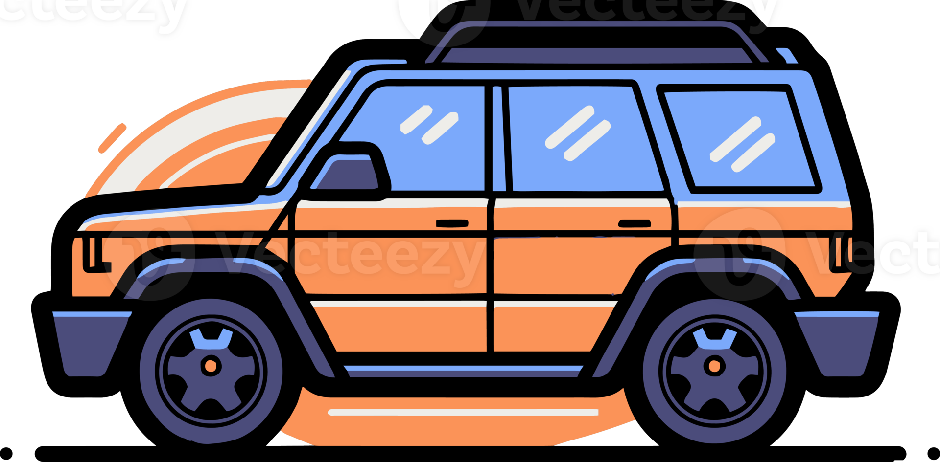 SUV car in flat line art style png