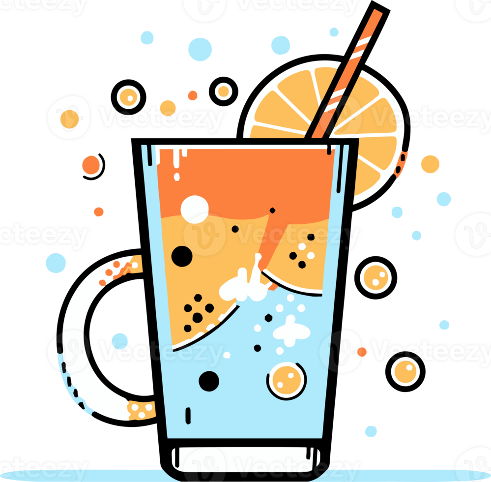 Hand Drawn refreshing juice in doodle style png