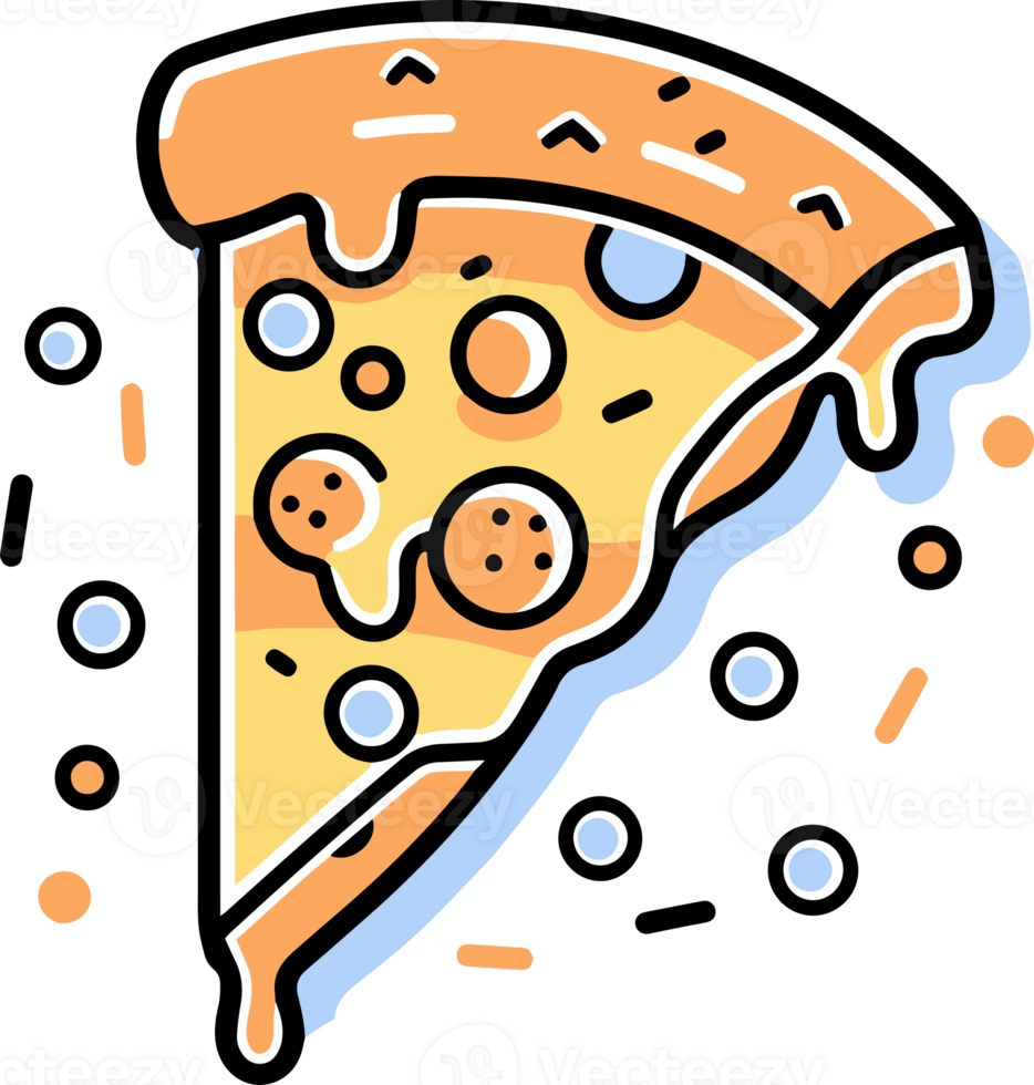 pizza in flat line art style png