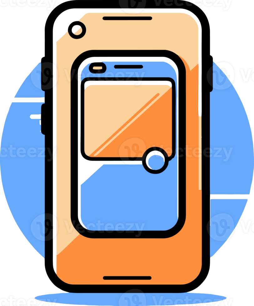 smart phone in flat line art style png