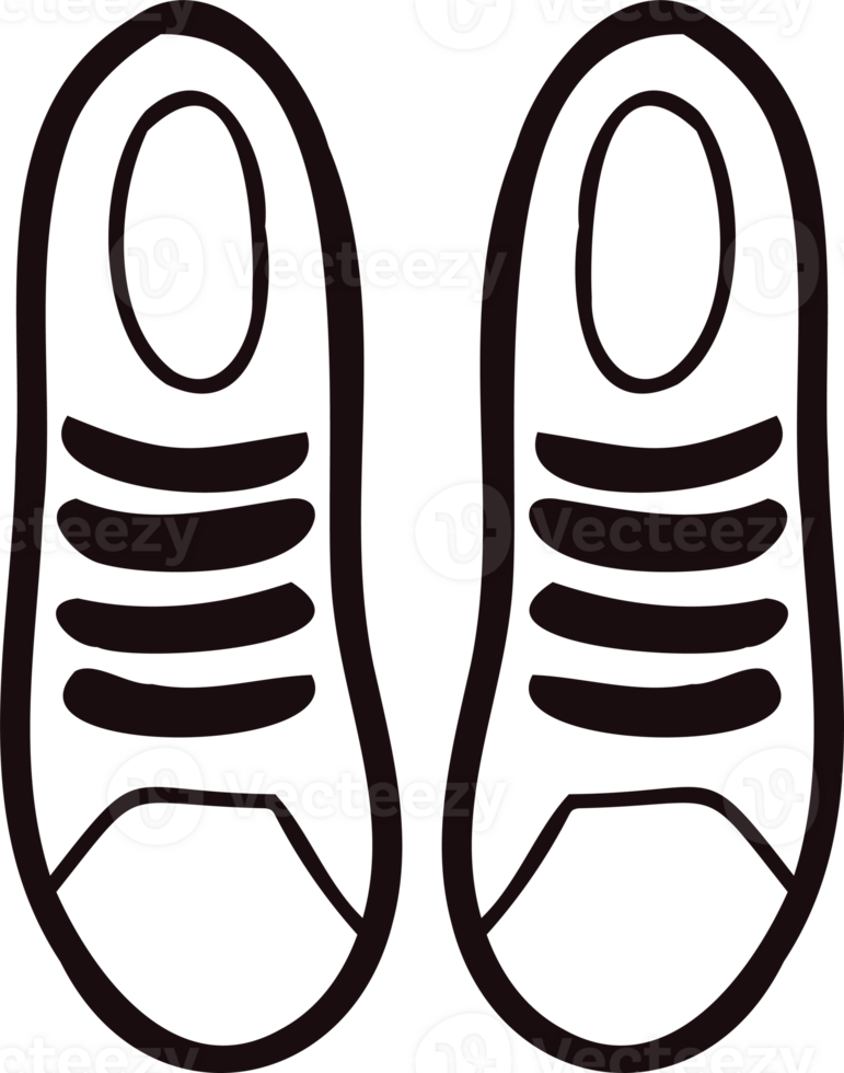 Hand Drawn cute sneakers in doodle style png
