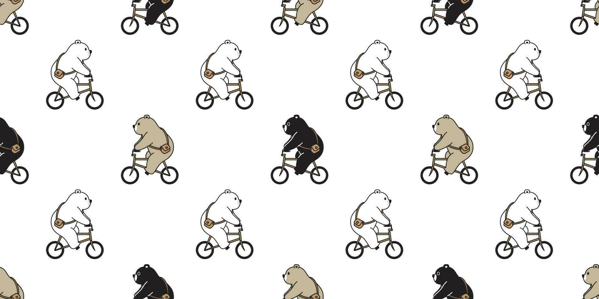 oso sin costura modelo vector polar oso bicicleta montando bufanda aislado dibujos animados ilustración loseta antecedentes repetir fondo de pantalla garabatear