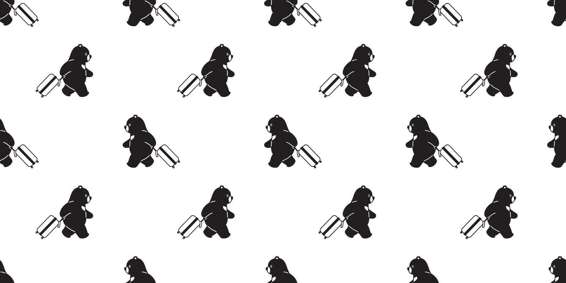 Bear seamless pattern vector travel bag traveller polar bear cartoon scarf isolated tile background repeat wallpaper illustration