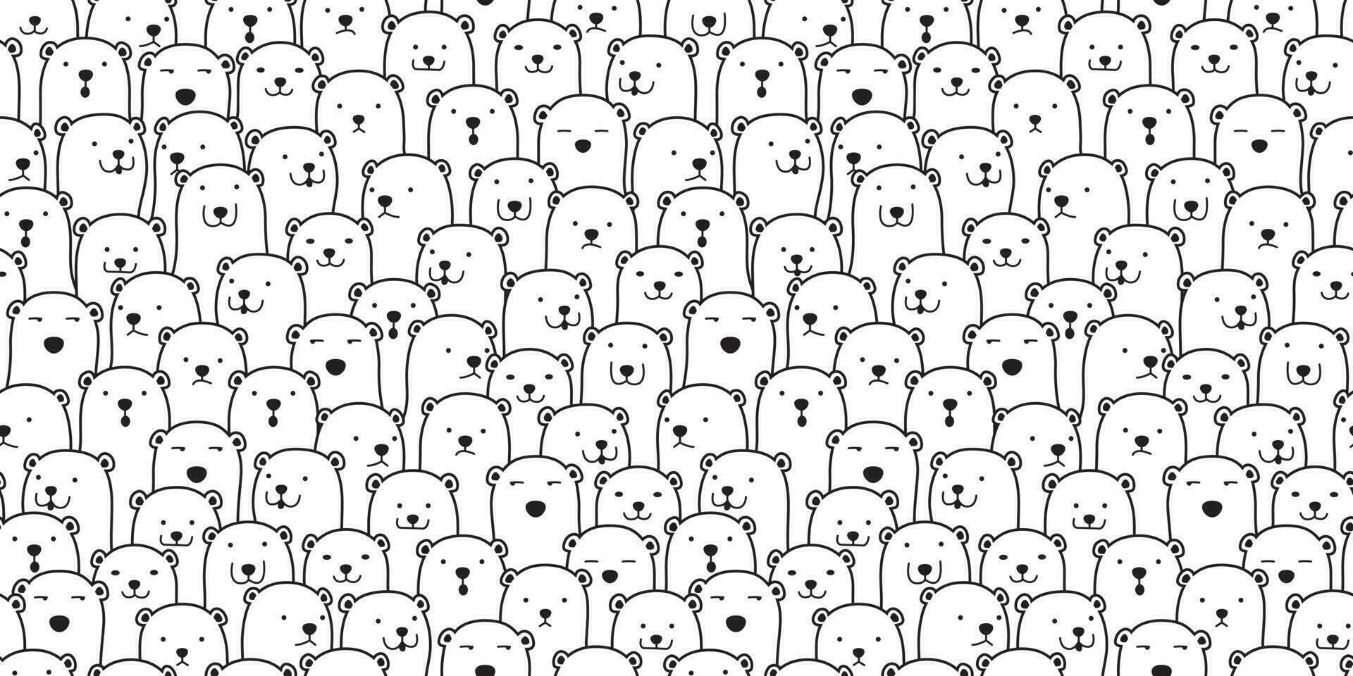 Bear seamless pattern vector polar bear breed scarf isolated cartoon illustration tile background repeat wallpaper doodle white