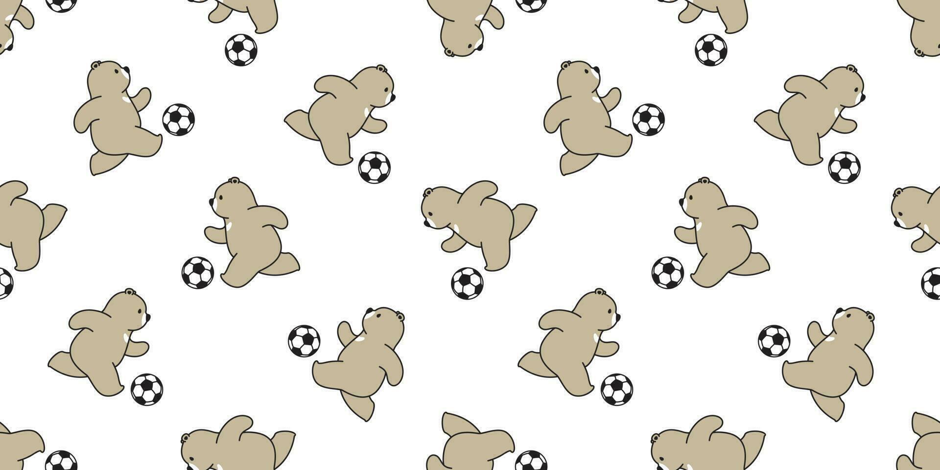 Bear seamless pattern vector polar bear soccer ball football sport scarf isolated cartoon illustration tile background repeat wallpaper