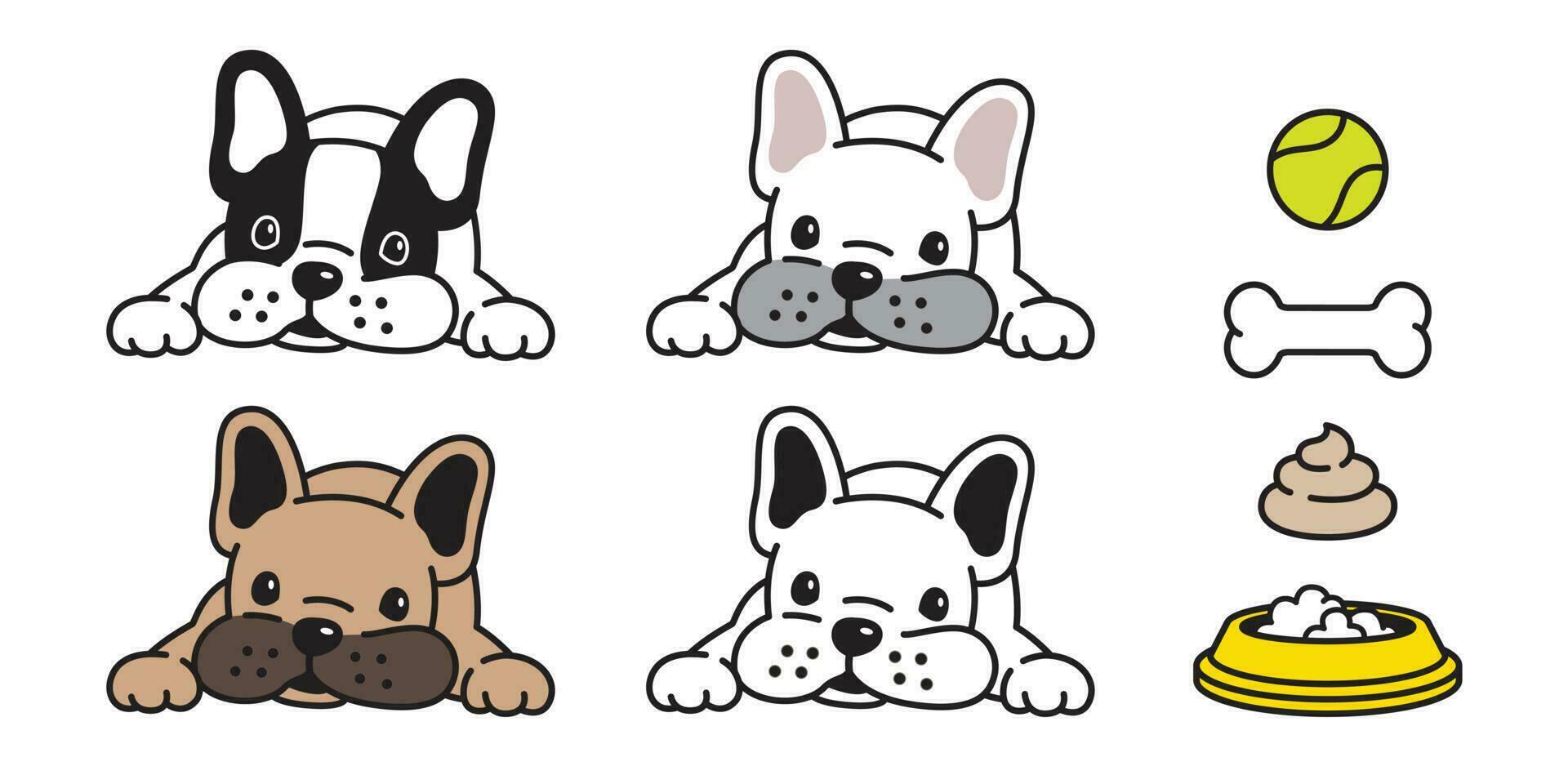 dog vector french bulldog icon bone ball bowl poo logo character cartoon illustration symbol doodle