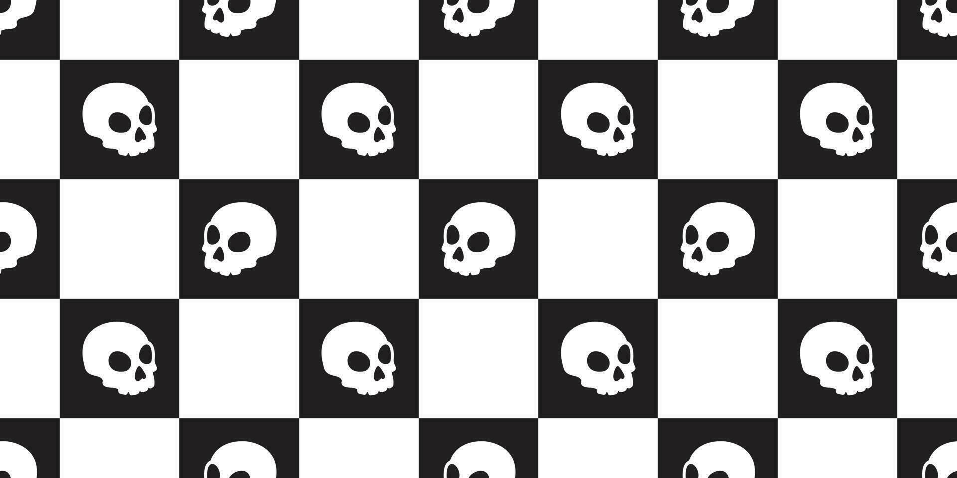 skull checked seamless pattern vector Halloween pirate bone scarf isolated tile background repeat wallpaper