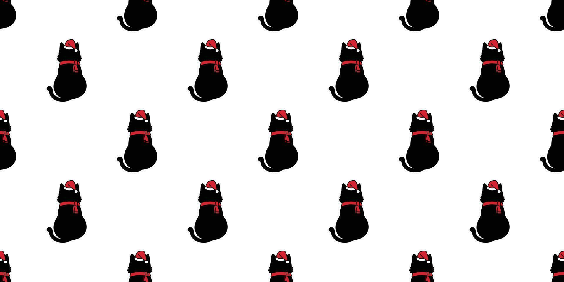 Cat seamless pattern Christmas vector Santa Claus Xmas Hat kitten cartoon isolated tile background repeat wallpaper illustration