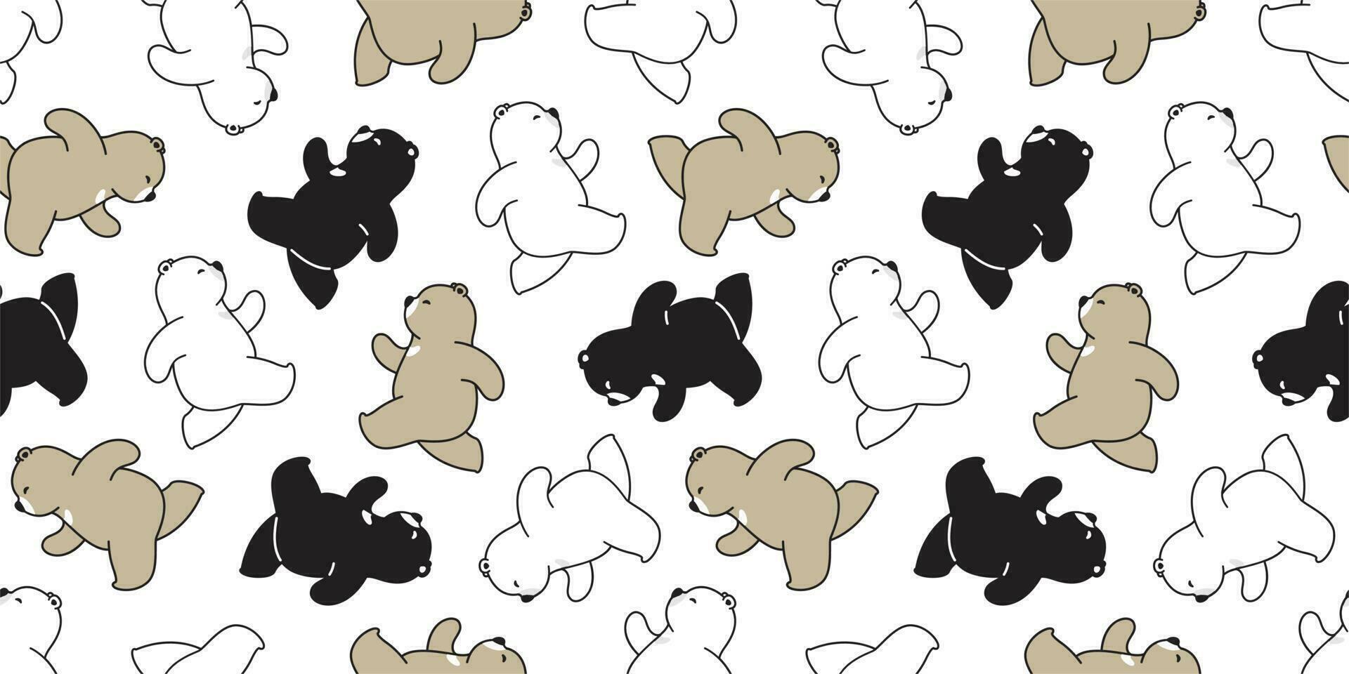 Bear seamless pattern running vector polar bear cartoon character icon logo illustration doodle