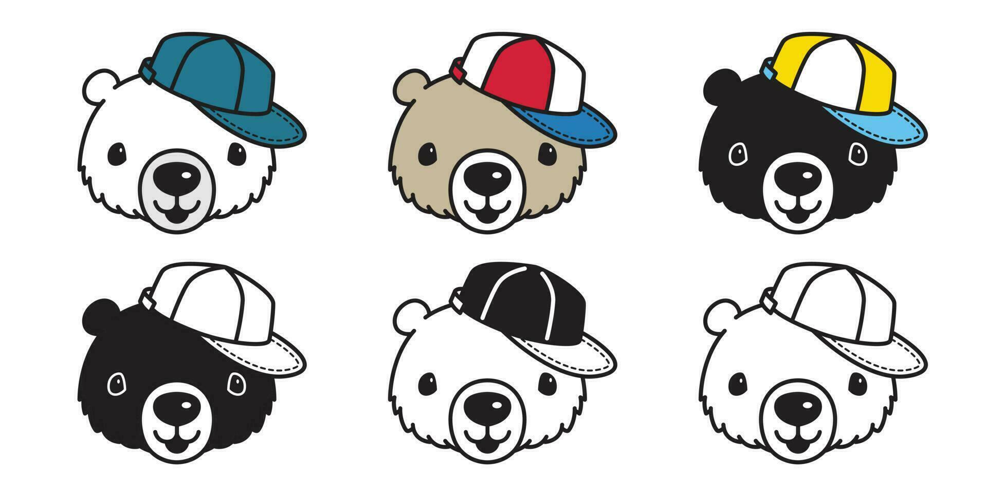 oso vector polar oso gorra sombrero béisbol dibujos animados personaje ilustración