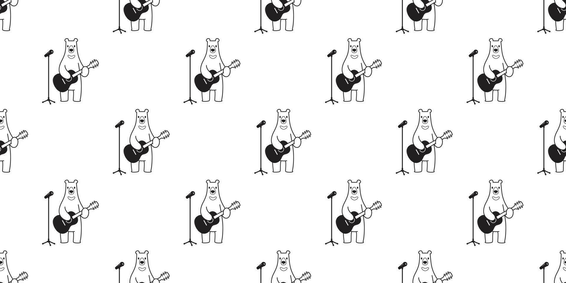 oso sin costura modelo vector polar oso guitarra canta bufanda aislado dibujos animados ilustración loseta antecedentes repetir fondo de pantalla