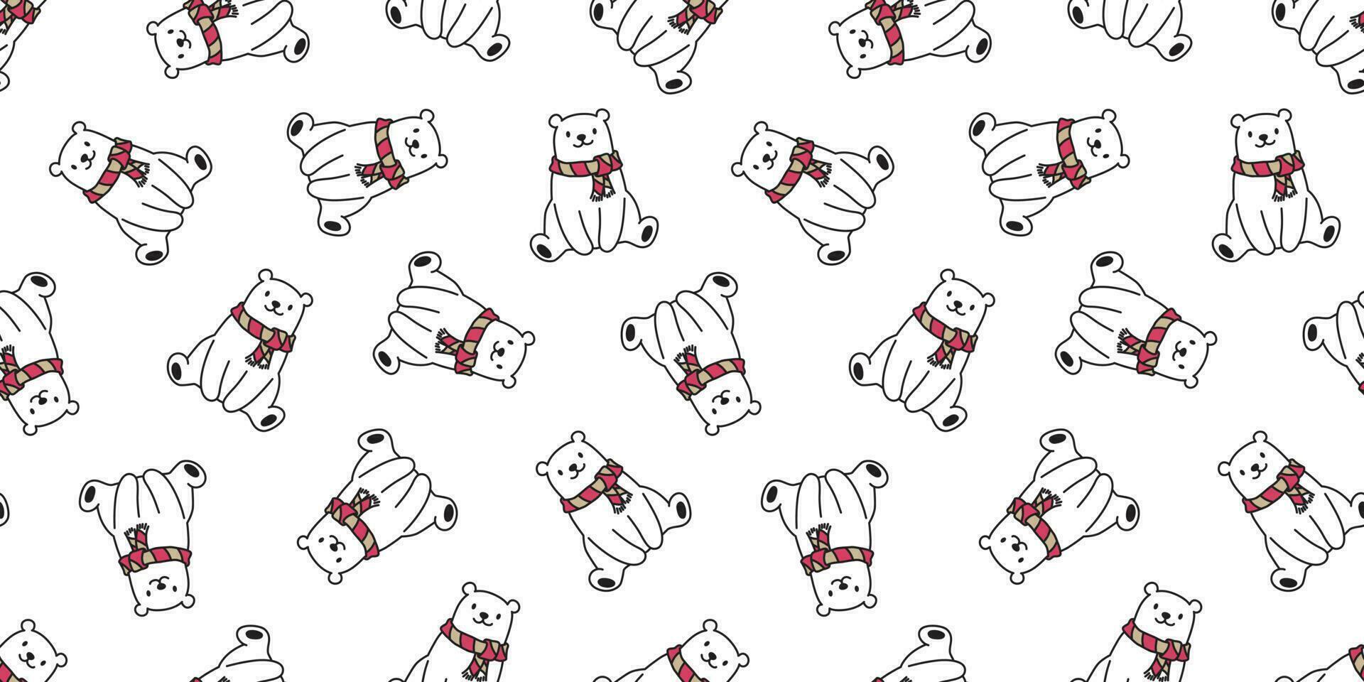 bear seamless pattern polar bear vector scarf panda teddy isolated background repeat wallpaper cartoon