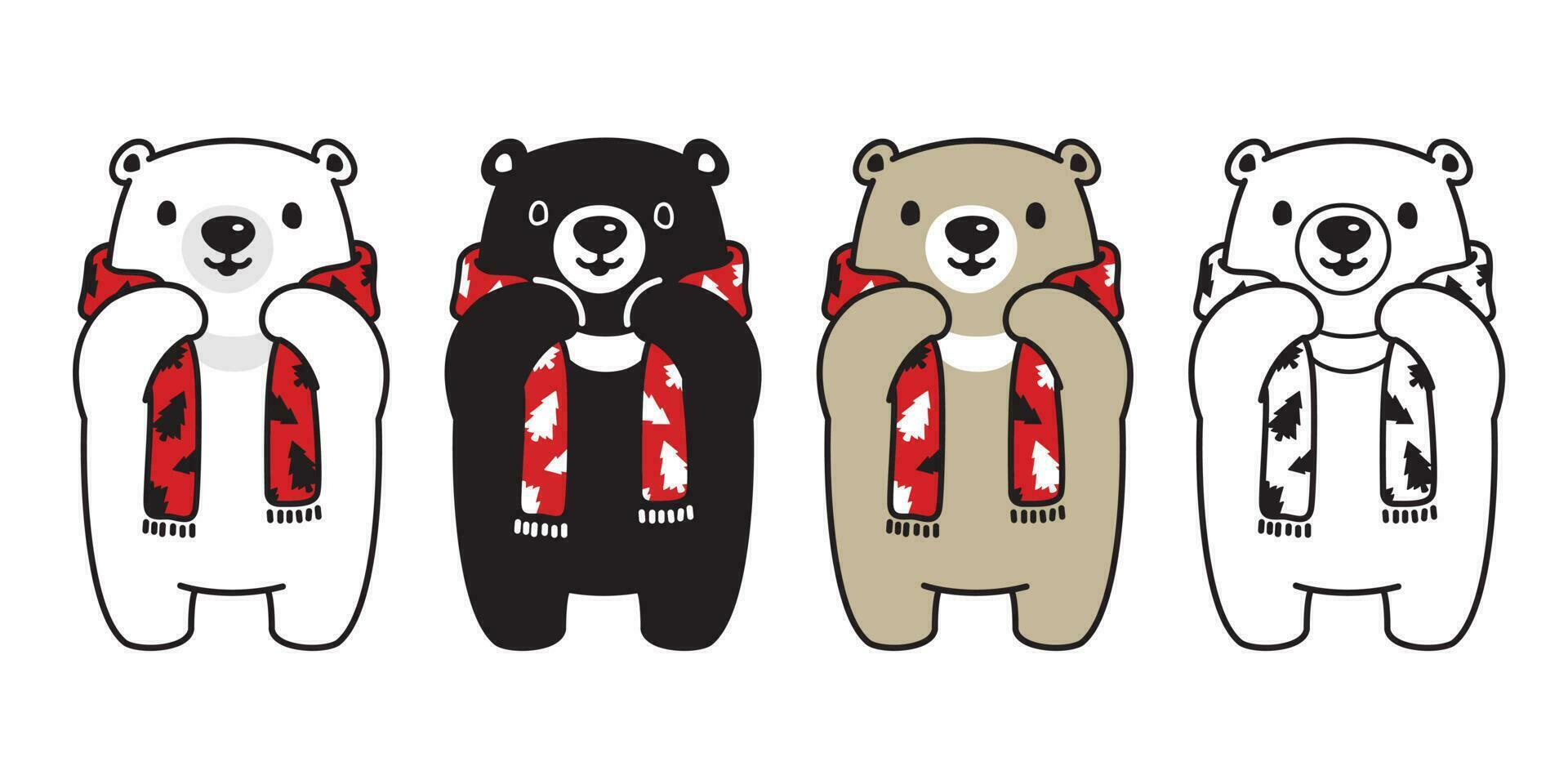 Bear vector polar bear Christmas tree scarf Santa Claus Xmas cartoon character icon logo illustration