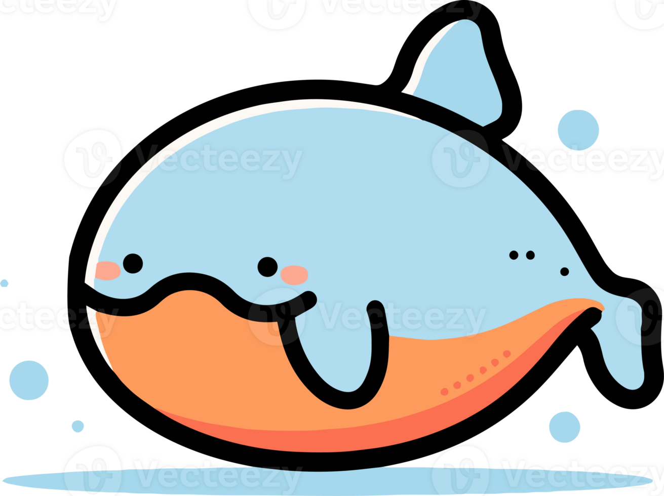 Hand Drawn cute whale in doodle style png