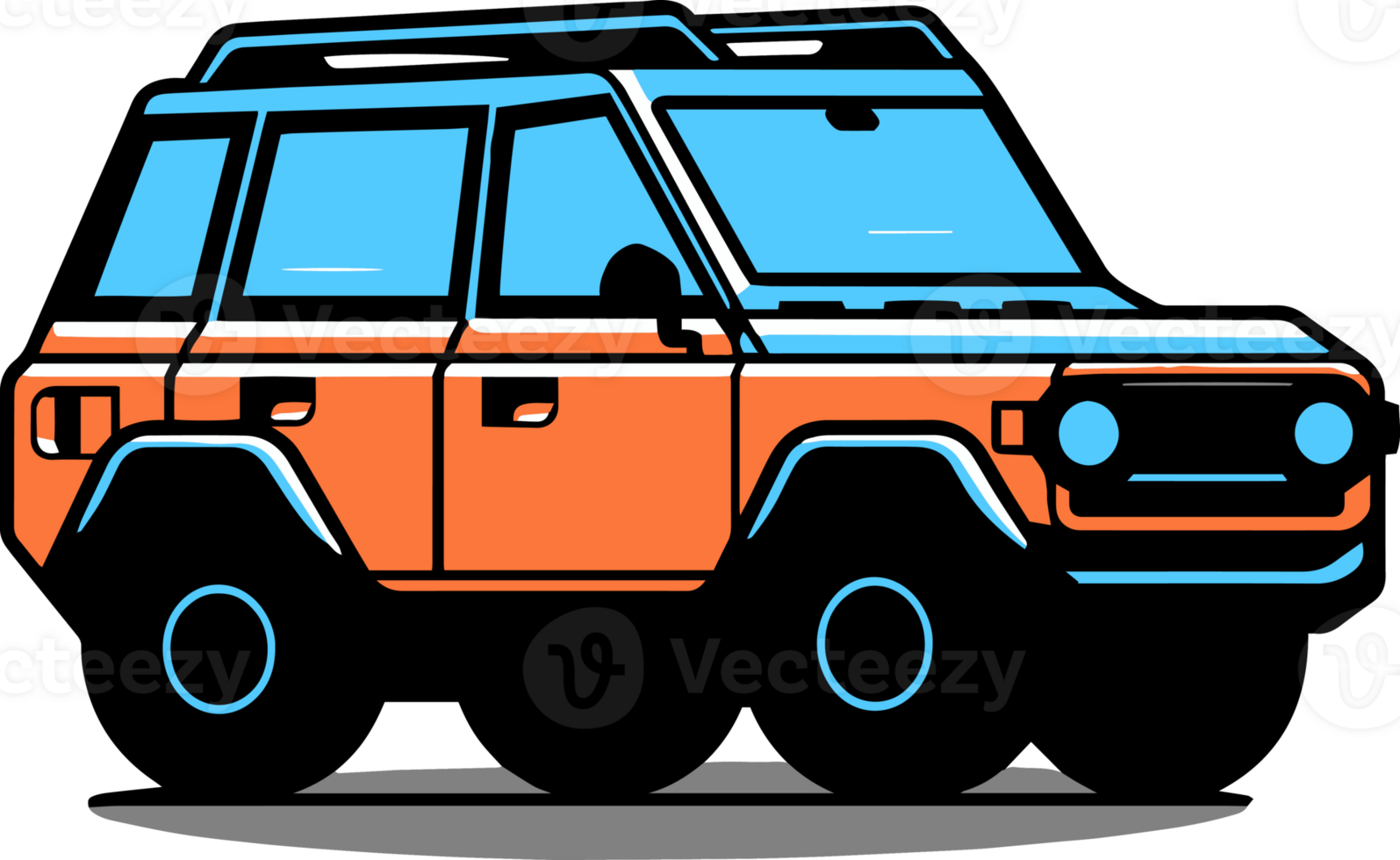 SUV car in flat line art style png