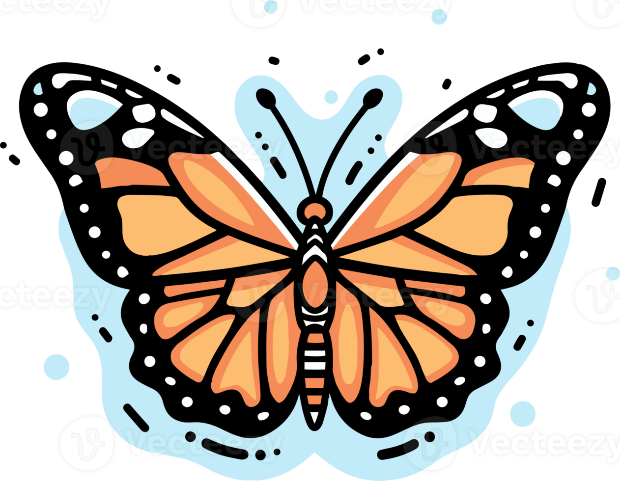 Hand Drawn butterfly in doodle style png
