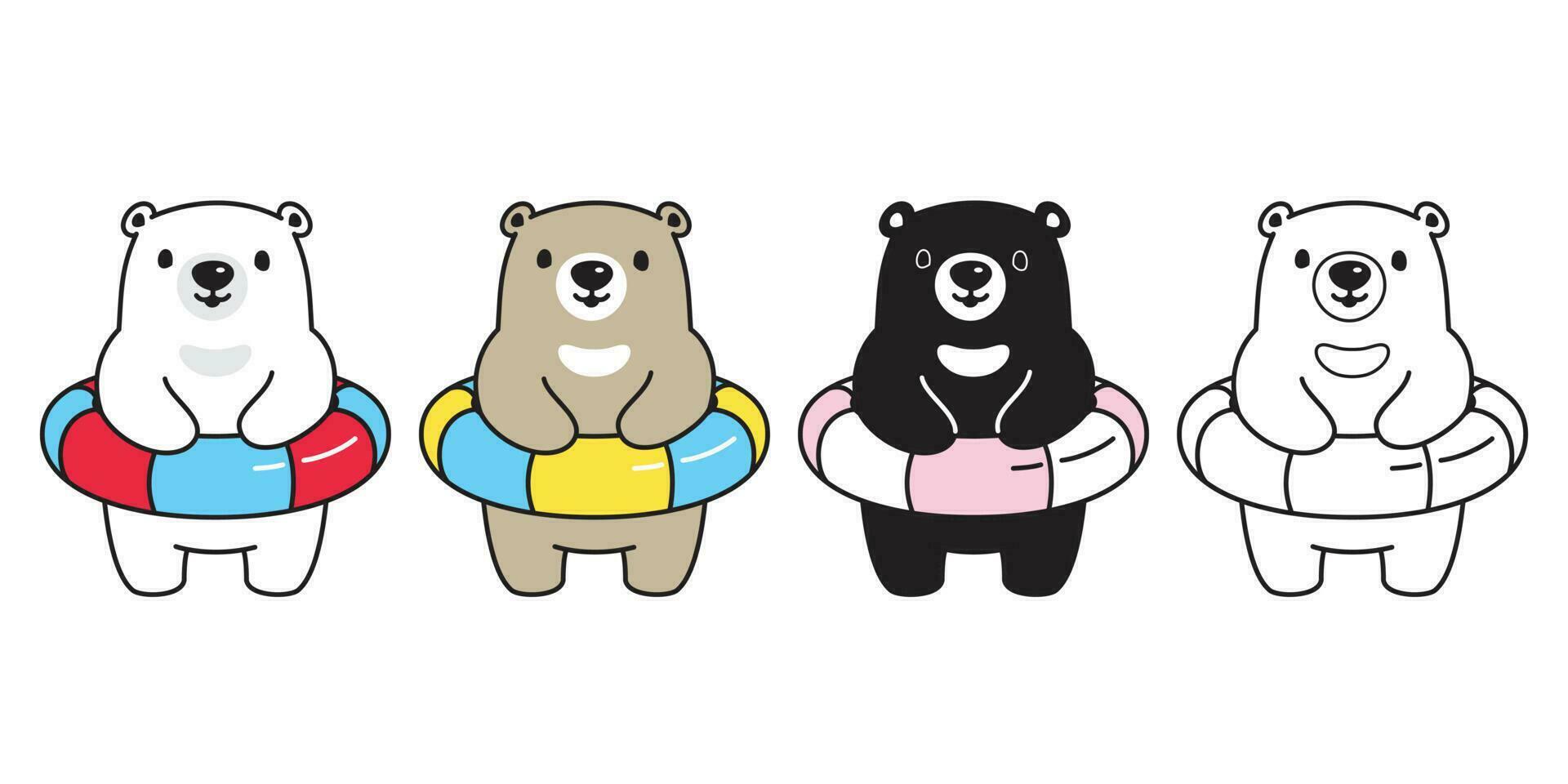 oso vector polar oso nadando piscina anillo Oceano mar dibujos animados personaje icono logo ilustración